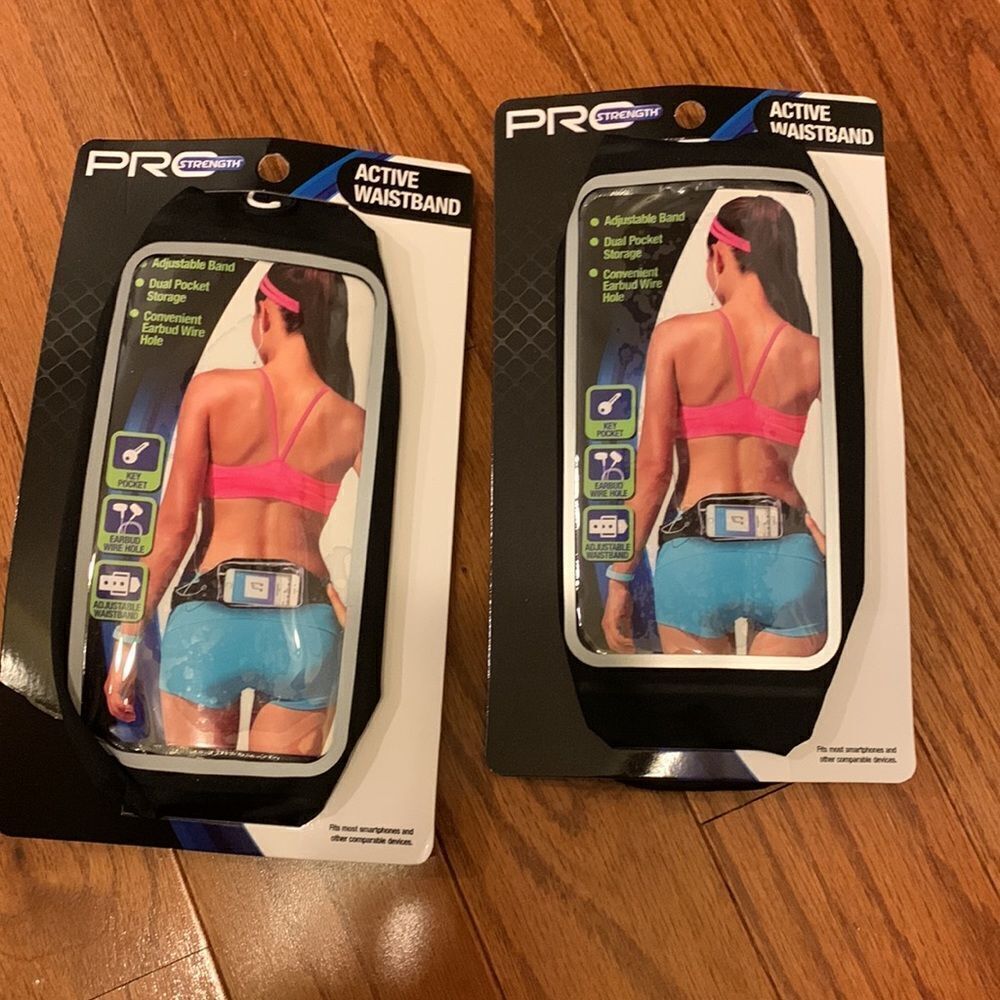 Pro Strength BUNDLE of TWO active waistband for phone, keys, earbuds, etc.